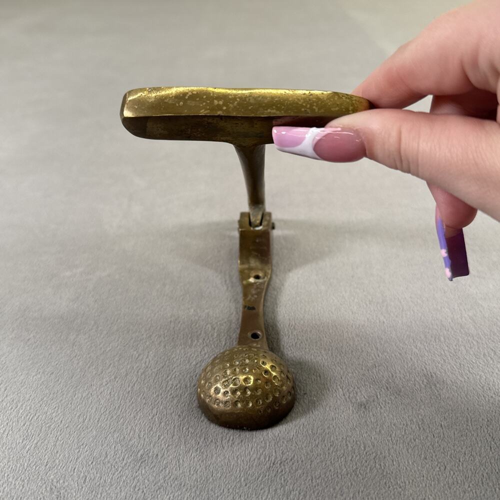 Vintage Solid Brass Golf Putter Club And Ball Door Knocker Man Cave Penco